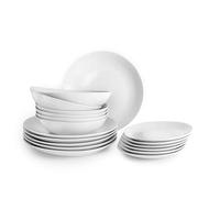 IBILI - Service de table 18 pièces Bologne blanc, assiettes en porcelaine pour 6 personnes