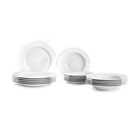 IBILI - Service de table 18 pièces Castille blanche, assiettes en porcelaine pour 6 personnes