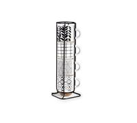 IBILI - Set de 4 mugs Marken et support métallique, 4 tasses en grès de 130 ml