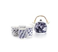 IBILI - Set de théière japonaise de 460 ml et 4 tasses Flora de 120 ml, porcelaine