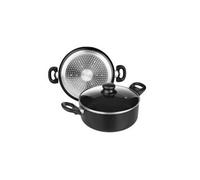 ibili Casserole 24 cm en aluminium – Antiadhésive, couvercle verre, compatible induction