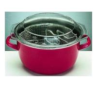 IBILI - Friteuse avec panier et couvercle Korinto, 24 cm, Acier émaillé, Antiadhésif, Compatible avec l’induction