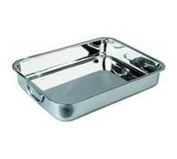 Ibili Plat à rôtir 651425 Inox anses pliantes métalliques 25x19x5,5 cm Classique