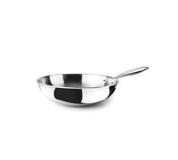 IBILI - Wok Triply Natural 30 cm, acier inoxydable, convient pour induction, sans antiadhésif, Métallique Argenté