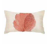 IBILIU Housse de coussin oreiller mignonne corail rouge pour décoration d'intérieur, 30,5 x 50,8 cm