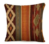 IBILIU Housses de coussin de style Navajo - 45,7 x 45,7 cm - Style amérindien du Sud-Ouest - En lin et toile de jute - Orange et gris