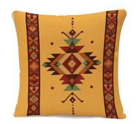 IBILIU Housses de coussin géométriques aztèques 45,7 x 45,7 cm, style indien amérindien du sud-ouest ethnique en lin et toile de jute pour canapé, chambre à coucher