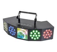 Ibiza - COMBI-FX4 - Effet lumineux polyvalent 3-EN-1 WASH - MOON - STROBE avec 6 canaux DMX - 4 x 12 LED RGBW