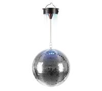 IBIZA DISCO1-30 Discolight Set de boules à facettes avec éclairage LED et moteur Argenté 30 cm