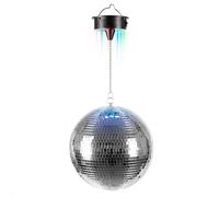 Ibiza Ensemble de boule à facettes DISCO1-30 – Moteur à piles – Argenté