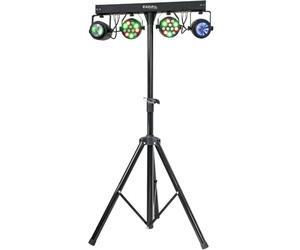 Ibiza - DJLIGHT60 - Support de lumière avec 2 projecteurs PAR RVBB & 2 projecteurs MOON FOWER RVBBA - Pack LED 4-en-1