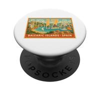 Ibiza Espagne Baléares Vintage Années 50 Affiche de Voyage Art Graphique PopSockets PopGrip Adhésif