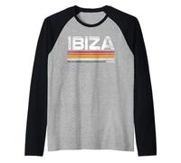 Ibiza Espagne Rétro Rayures Vintage Voyage Manche Raglan