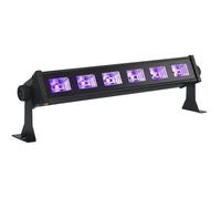Ibiza - LED-UV-BAR6 - Lampe UV, effet fluo, effet lumière noire avec 6 LEDs de 3W chacune - Noire - Sur pied