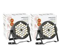 Ibiza light - Pack de 2 Projecteurs Blancs Par THINPAR-36X1WHITE - DMX Télécommande LED Extra-plats Soirée Dj Fête Club Discothèque