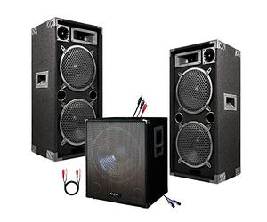 Ibiza light - Pack Sono DJ 2800w Cube 1512 avec Caisson amplifié de 800w + 2 Enceintes 1000w Max + câbles HP et câble PC