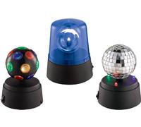 Ibiza LIGHTY-PARTY Ensemble de 3 Mini Effets de lumières à LED Noir