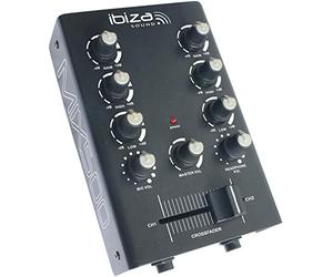 Ibiza - MIX500 - Table de mixage compacte à 2 canaux avec entrées lignes et micro et sortie casque, enregistrement et RCA - Noir