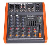 Ibiza - MX401 - Table de mixage complète semi-professionnelle à 4 canaux (égalisateur 5 bandes) avec entrées micros et lignes et sorties REC, RCA, casque et AUX - USB - Noir et orange