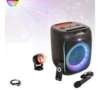 Ibiza - Pack Enceinte Autonome Karaoké Lumineux Bluetooth CUBE180 180W SD USB 1 Micro - Effet Lumière Astro LED Multicolore - Enfant Cadeau