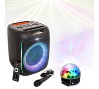 Ibiza - Pack Enceinte Bluetooth Lumineux Autonome Karaoké CUBE180 180W SD USB 1 Micro - Jeu Lumières Astro LED 6 Couleurs - Enfant Cadeau