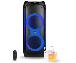 Ibiza - Pack Enceinte Bluetooth USB Active Autonome 1200W COLUMBA1200 - Jeu Lumière Derby Multifaisceaux Party-DERBY6 DJ Soirée Disco