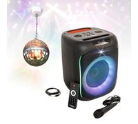 Ibiza - Pack Enceinte Karaoké Autonome Bluetooth Lumineux CUBE180 180W SD USB 1 Micro - Jeu Lumière Astro-ball8 - Cadeau Enfant Anniversaire