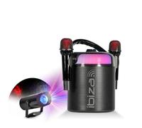 Ibiza - Pack Enceinte Karaoké Portable Autonome Bluetooth Ibiza KARAHOME-BK 120W USB 2 Micros sans Fil - Effet Lumière Waterwave Fête Enfant