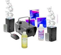 Ibiza - Pack Machine Fumée 400W BoomToneDJ BOOF400 - Machine à bulles LED BUBBLE-DREAM Ibiza - Liquides Inclus - Evénement Fête Animation