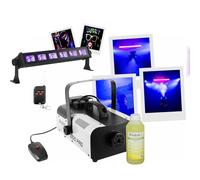 Ibiza - Pack Machine Fumée Professionnelle 1000W BoomToneDJ F1000PRO 2 télécommandes - Barre Lumière noire UV LEDUVBAR6 - Liquide fumée 1L
