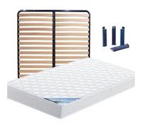 IBIZA - Pack Matelas + Lattes 140x190 + Pieds -