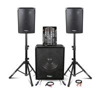 Ibiza - Pack Sono 1400W Ibiza - 2 Enceintes DISCO8B 2X300W + Caisson SUB15A 800W + Mixage DJM150USB-BT + Pieds + Câbles - Soirée DJ Mariage