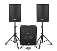 Ibiza - Pack Sono 2000W - 2 Enceintes IBIZA DISCO12B 2X600W + Caisson Actif SUB15A 800W + Pieds + Câbles - Soirée DJ Birthday Mariage