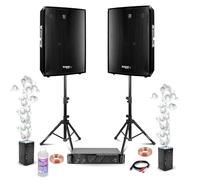 Ibiza - Pack Sono DJ 2 Enceintes Ibiza DISCO15B 2x700W - Pied Support - Ampli Ventilé 2x800W AMP1000-MKII - 2 Machines Bulles Bubble-Dream