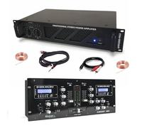 Ibiza - Pack Sono DJ Ampli Ibiza Sound AMP2000-MKII 3000W - Table Mixage Bluetooth DJM250BT-MKII RCA XLR - Câbles RCA Jack enceintes inclus