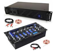 Ibiza - Pack Sono DJ Ampli Ibiza Sound AMP600-MKII 960W - Table Mixage Bluetooth DJM102-BT USB Jack XLR - Câbles RCA Jack enceintes inclus