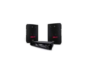 Ibiza Pack Sono DJ Animation Enceintes DISCO15B Bass Reflex CLUSTER 2x700W + Amplificateur PRO MyDj AX 2000W Noir XLR RCA