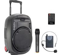 Ibiza - PORT12UHF-MKII-TWS - Enceinte Portable de 12”/700W Max avec 2 micros (UHF), télécommande et Housse de Protection - Bluetooth, USB, SD & TWS - Autonomie de 5 à 7h