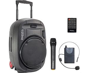Ibiza - PORT12UHF-MKII-TWS - Enceinte Portable de 12”/700W Max avec 2 micros (UHF), télécommande et Housse de Protection - Bluetooth, USB, SD & TWS - Autonomie de 5 à 7h