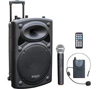 Ibiza - PORT15VHF-BT - Enceinte Portable 15"/800W Max avec 2 micros (VHF), télécommande et Housse de Protection - Bluetooth, USB, SD - Autonomie de 6 à 8h - Speaker Box
