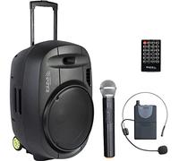 Ibiza - PORT15VHF-MKII-TWS - Enceinte Portable de 15”/800W Max avec 2 micros (VHF), télécommande et Pochette Accessoires - Bluetooth, USB, SD & TWS - Autonomie de 6 à 8h