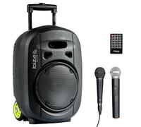 Ibiza - PORT8VHF-MKII-TWS - Enceinte Portable de 8”/400W Max avec 1 Micro Filaire et 1 Micro VHF, télécommande et Pochette Accessoires - Bluetooth, USB, SD & TWS - Autonomie de 6-8 Heures