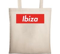 Ibiza Sac fourre-tout en coton écologique avec logo rouge Beige