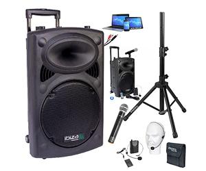 Ibiza sound - Enceinte port 15 vhf bt - pied - câble pc dj