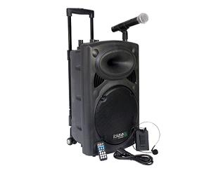 Ibiza Sound - Enceinte Public Adress Mobile MP3 Karaoke 700W + 2 mic PORT12-VHF