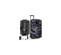 Ibiza Sound Enceinte Sono Portable 15" 800W Batterie Bluetooth Karaoké 2 Micros VHF Main Tête 3 Jeux Lumières OVNI