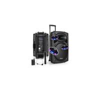 Ibiza Sound Enceinte Sono Portable 15" 800W Batterie Bluetooth Karaoké 2 Micros VHF Main Tête 3 Jeux Lumières OVNI
