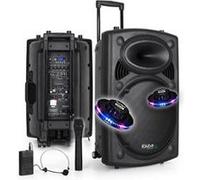 Ibiza Sound Enceinte Sono Portable PORT15VHF-BT 15" 800W Bluetooth Karaoké 2 Micros VHF 2 Jeux Lumières OVNI