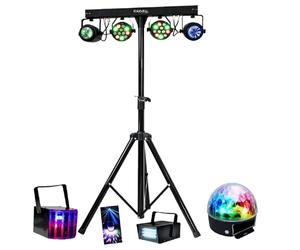 IBIZA SOUND LIGHT - Pack Lumière DJLIGHT60-7 Jeux de Lumière Projecteurs - Moonflower - Astro - Pied Support - Soirée - DJ Mobile
