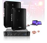 IBIZA Sound Light - Pack Sono 1680W Total 2 Enceintes 3 Voies 2x600w - Ampli Ventilé 2x240w - Câblage - Idéal Salle des fêtes Bar Club